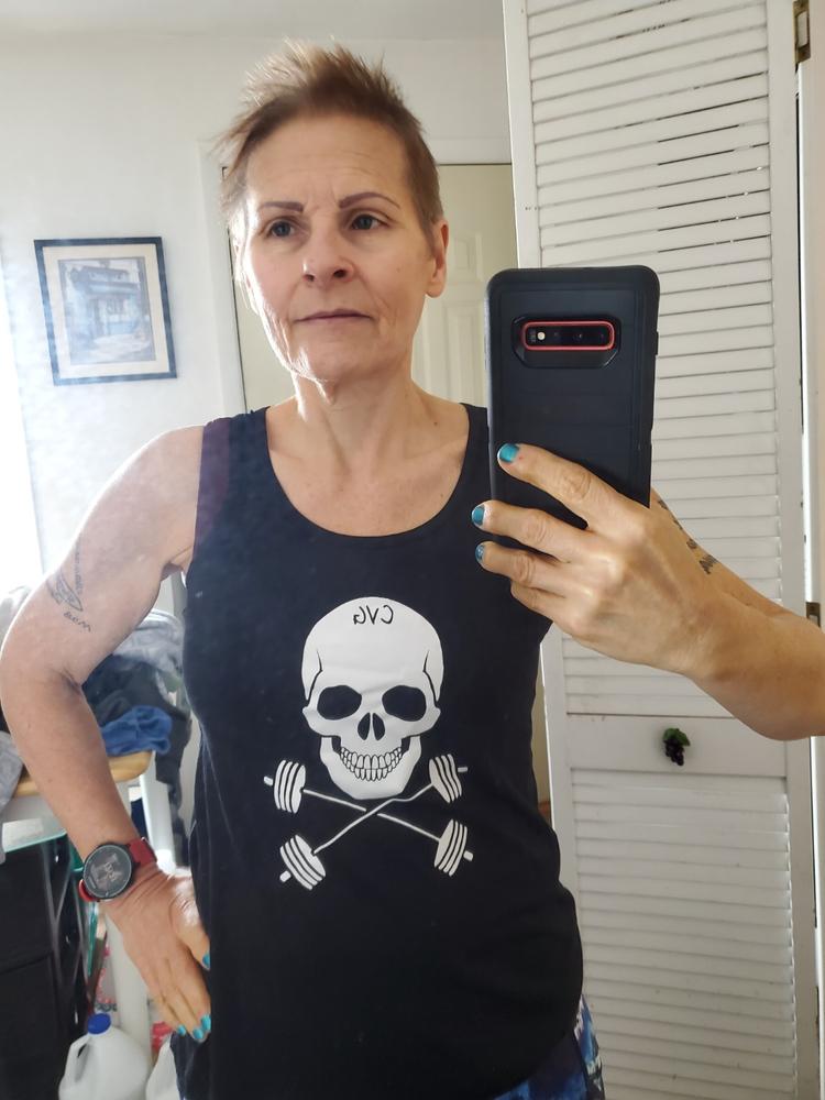 Skull & Barbell Crossbones Shirt - Customer Photo From Debbie Giardini