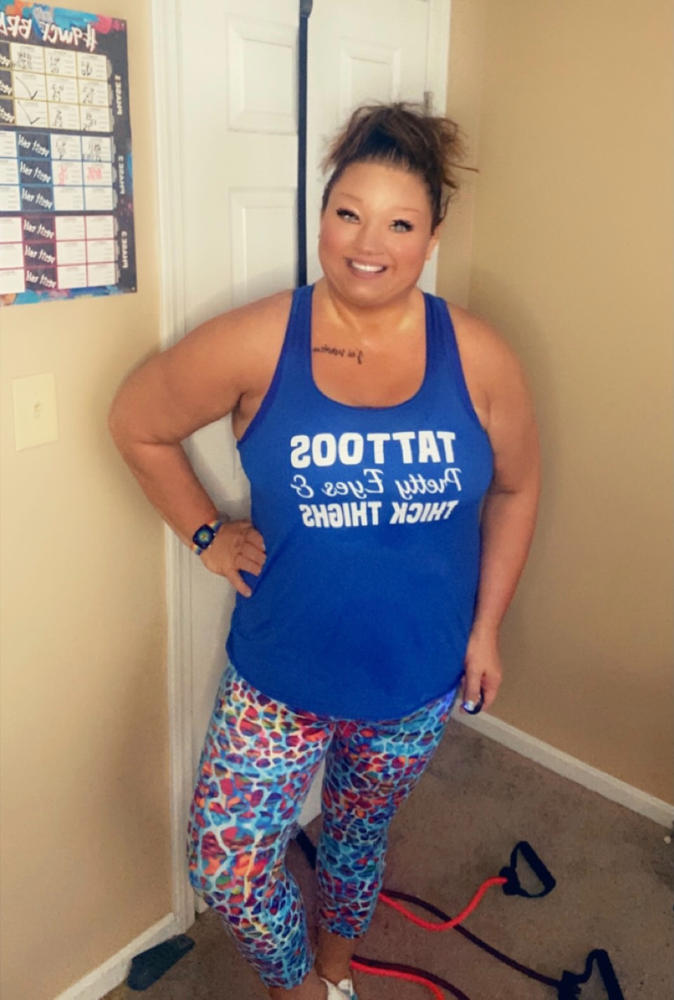 Tattoos, Pretty Eyes And Thick Thighs Shirt - Customer Photo From Jennifer Kinzie
