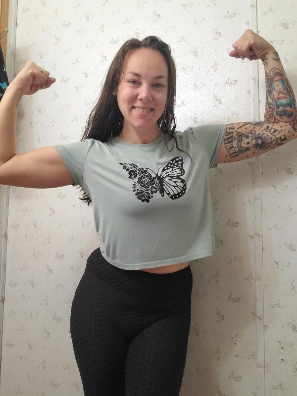 Floral Butterfly Cropped Tee - Customer Photo From Kelly Wilson