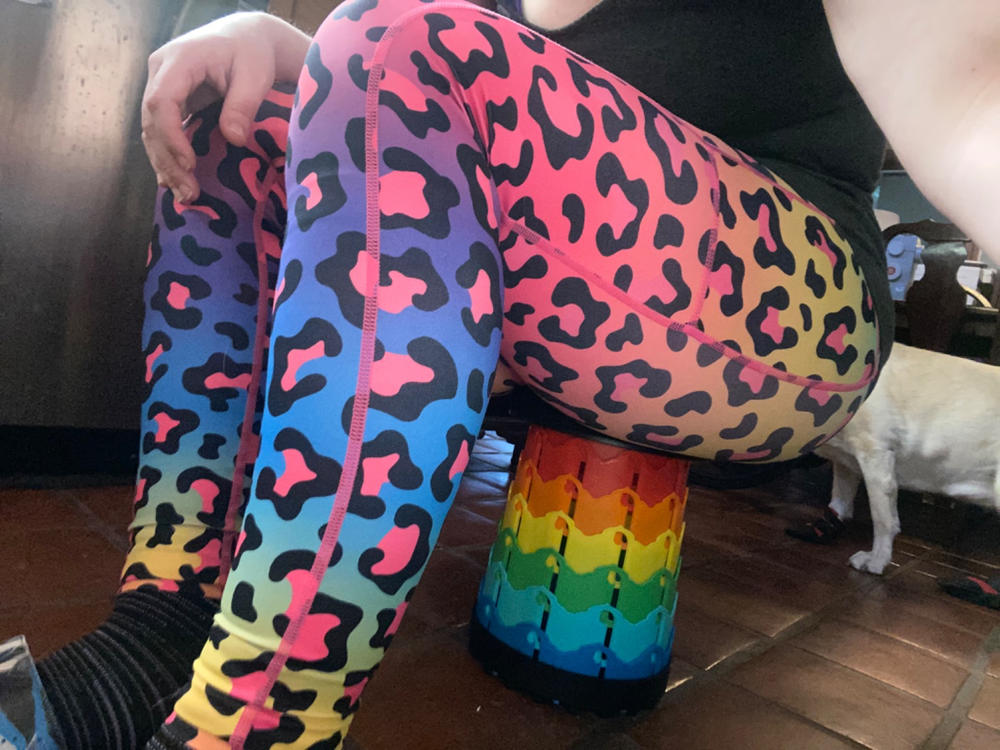 Rainbow Leopard Leggings - Customer Photo From Katie Taggart