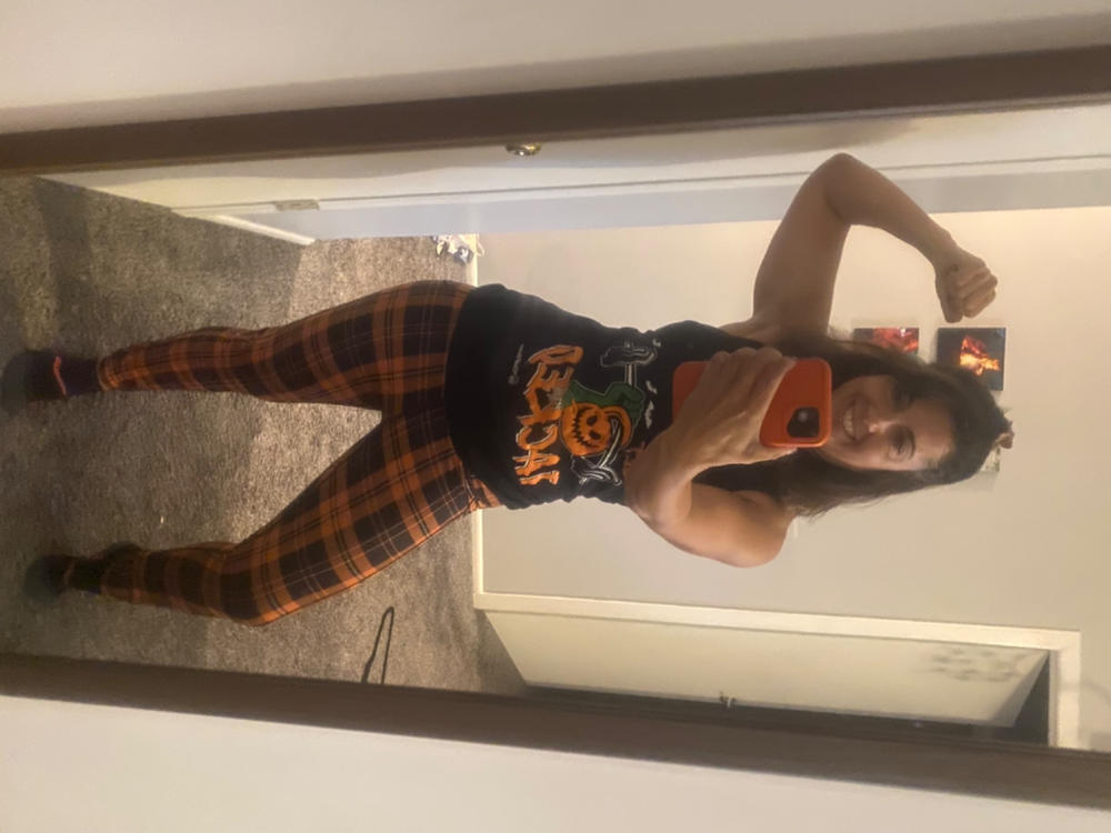 Pumpkin Patch Plaid Leggings - Customer Photo From Anonymous