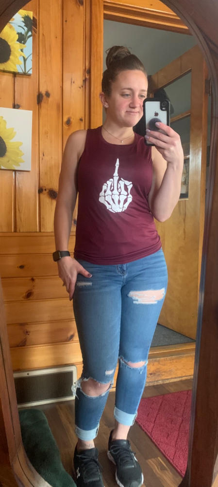 Skeleton Middle Finger Muscle Tank - Customer Photo From Tiffany Tupa