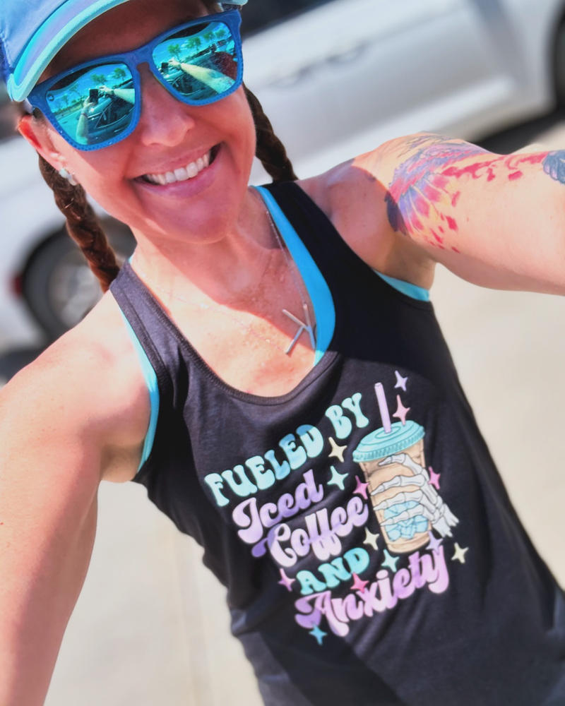 Fueled By Iced Coffee And Anxiety Shirt - Customer Photo From Kassie May