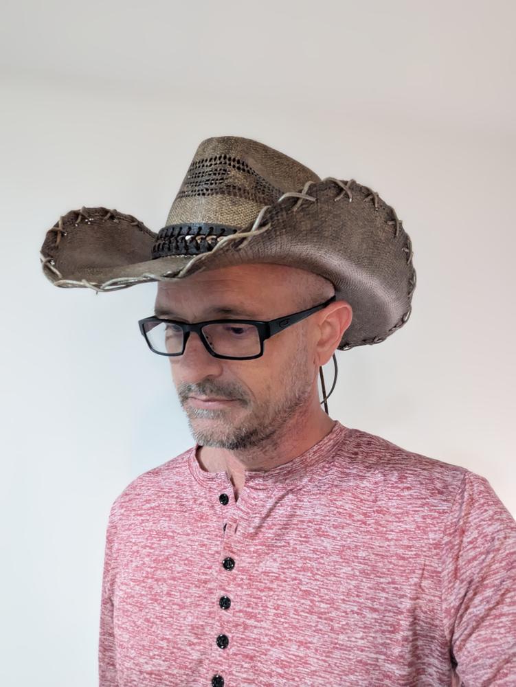 Black Stained Cowboy Hat with Chain Band – Hats Unlimited display picture 3
