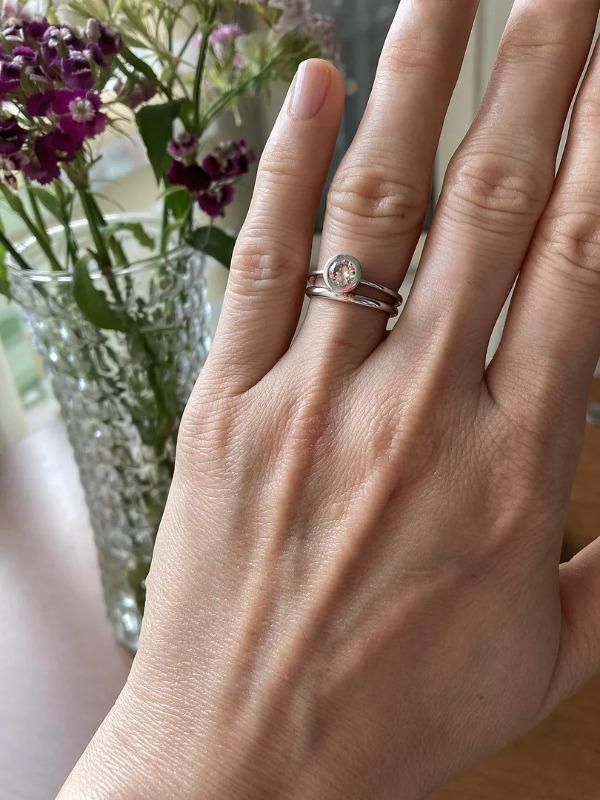 2mm Bombe İçi Dolu Klasik Beyaz Altın Alyans - Customer Photo From Hande Y.