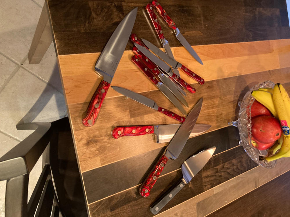 5″ Premier Forged Steak Knives, 4-Piece Sets, Fine-Edge or Serrated - FIRE, Serrated Edge - Customer Photo From Anonymous