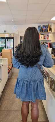 #1 Jet Black Straight Weave Extensions - Customer Photo From Barbara