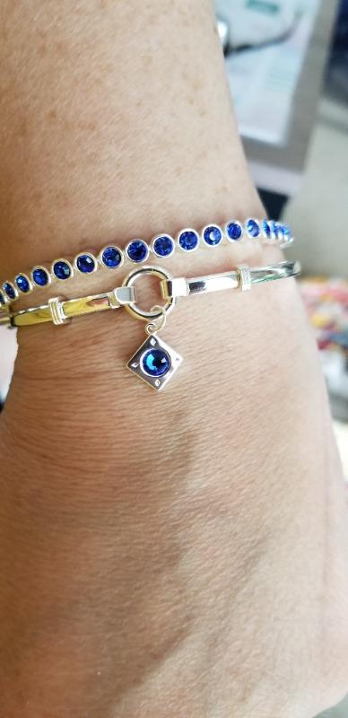 Crystal Charm Clip Bangle, Sapphire - Customer Photo From Jennifer Connolly