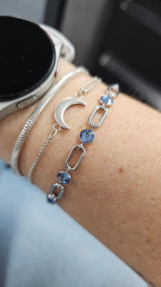 Aquamarine Curb Chain Bracelet, March Birthstone | ALEX AND ANI