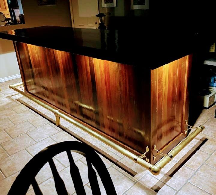 Floor Mount Foot Rail Bracket - Polished Brass - 2" OD - Customer Photo From Ron Wetzel