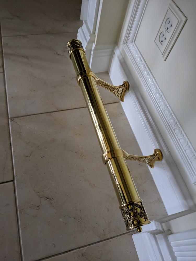 Decorative Bar Bracket - Polished Brass - 2" OD - Customer Photo From James Revett