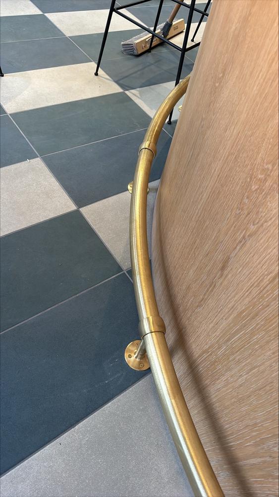 Tall Rounded Center Post Bracket - Satin Brushed Brass - 2" OD - Customer Photo From Samuel Sosa