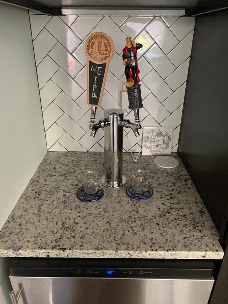 Draft Beer Tower - Stainless Steel - 3" Column - 2 Faucets - Customer Photo From Mark Mark