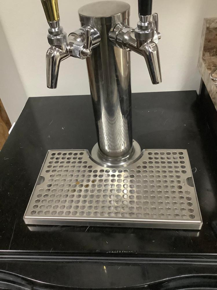 12" Surface Mount Drip Tray - Stainless Steel - No Drain - Tower Cutout - Customer Photo From Joseph Bremer