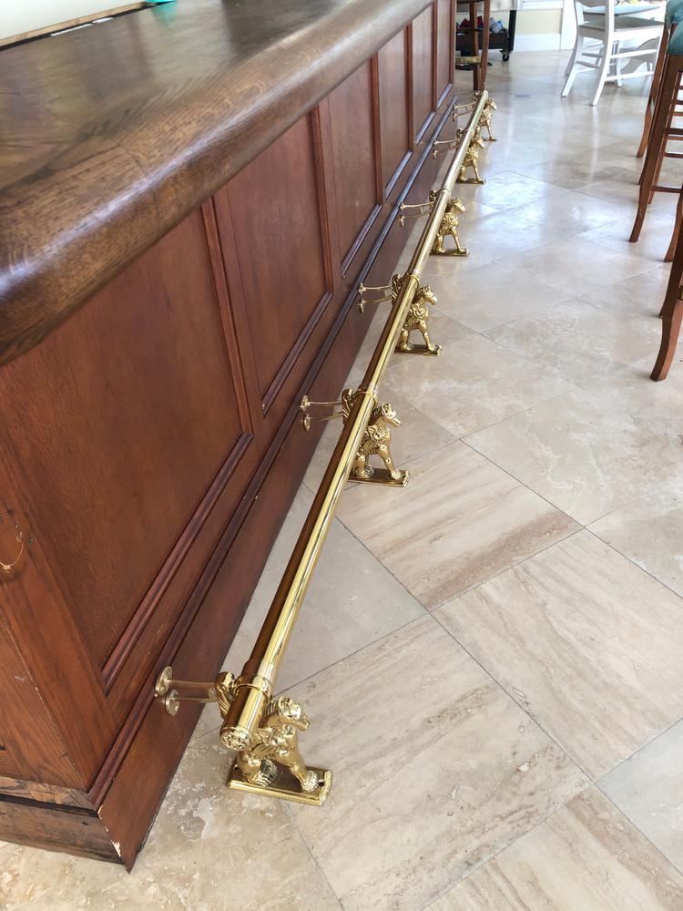 Bar Mount Foot Rail Bracket - Satin Brushed Brass - 2" OD - Customer Photo From Christine Waldenmaier