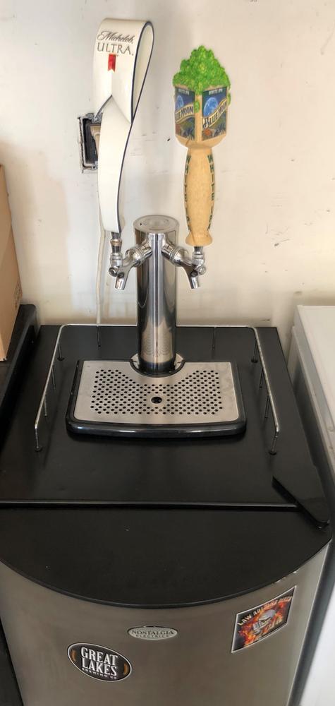 2 Faucet Tower Kegerator Conversion Kit - Stainless Steel Tower - US Sankey D System - No CO2 Tank - Customer Photo From James Patton Jr