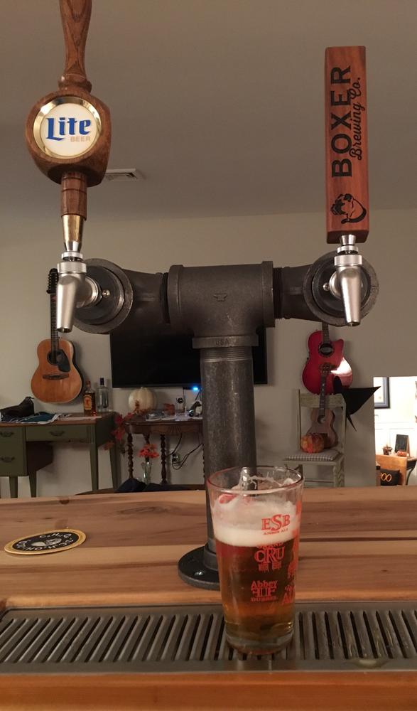 Draft Beer Tower - Black Iron - Double Tap - Perlick 630SS Faucet - Customer Photo From Timothy Hess