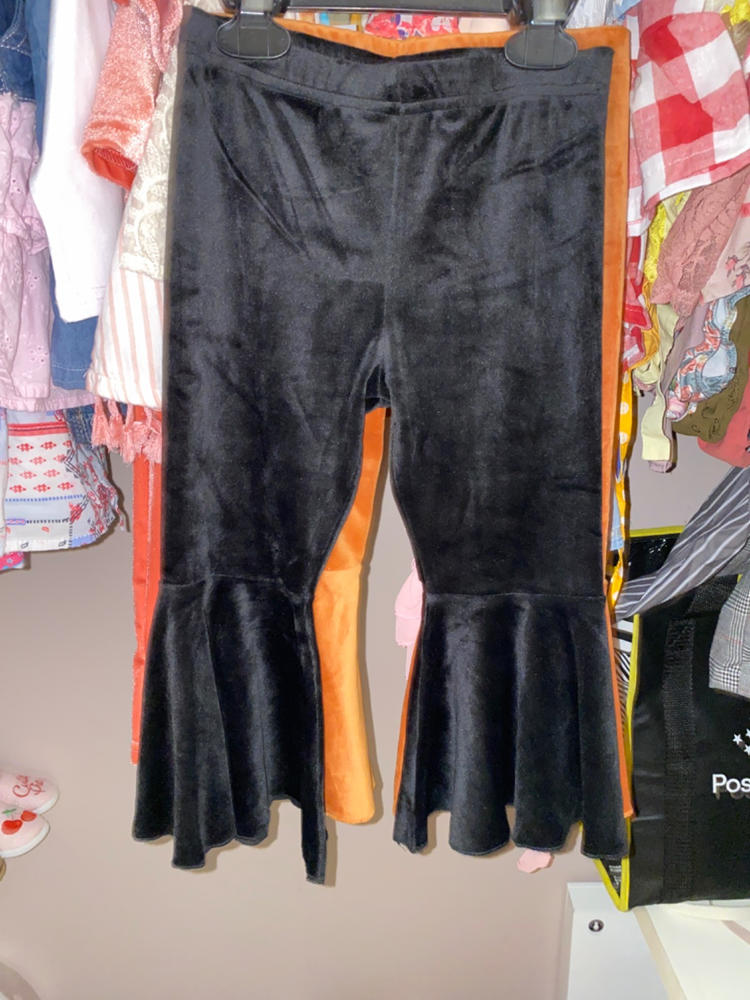 Lina Pleated Velour Bell Bottoms - Black - Customer Photo From Abigail Lopez