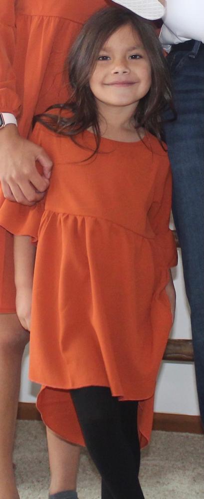 Spencer Ruffle Sleeve High-Low Dress - Cornucopia Orange - Customer Photo From Karen DeBlas