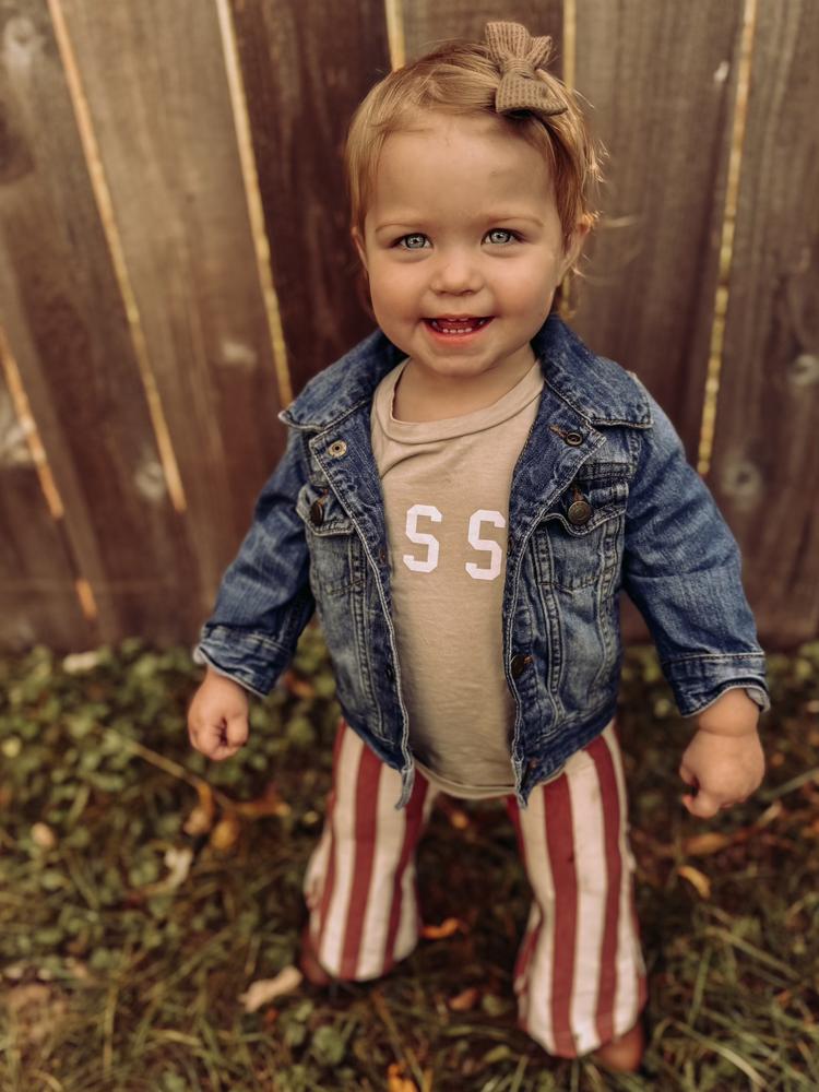 Blakely Boho Bell Bottoms - Tan Stripes - Customer Photo From Kelsey