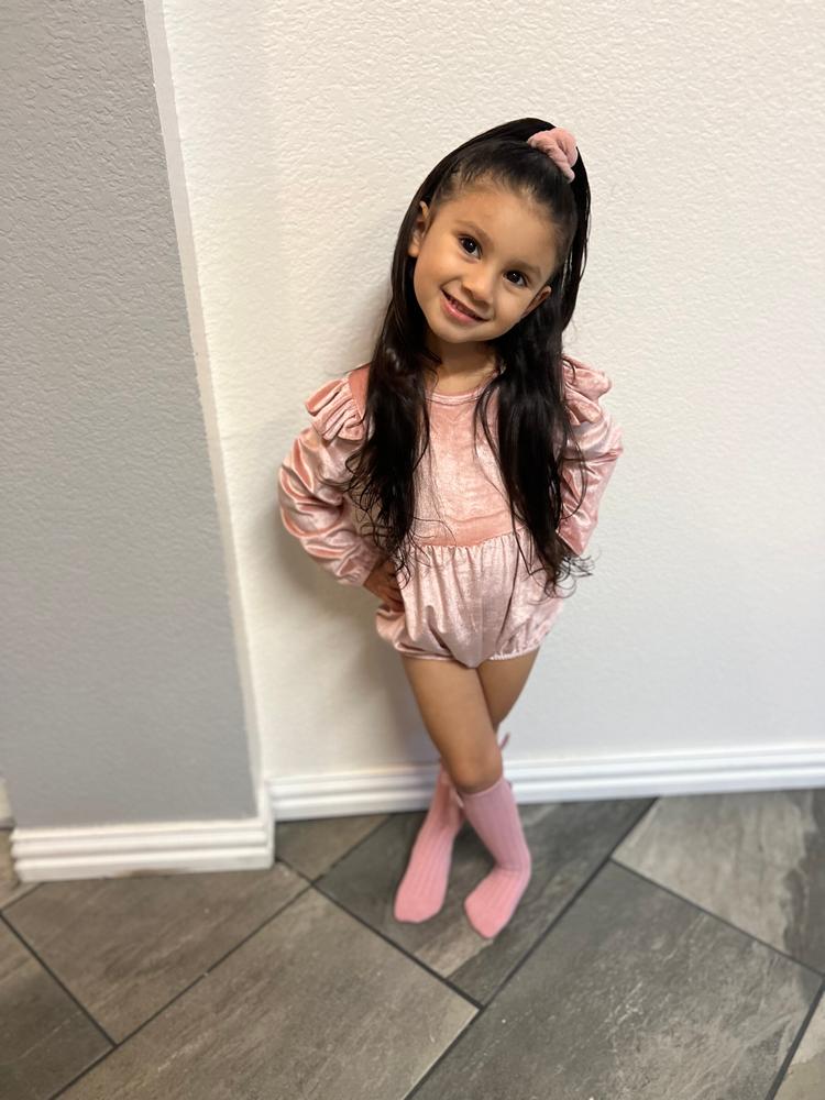 Rhodes Velour Bubble Shorty Romper - Crushed Pink - Customer Photo From Dolores Delgado