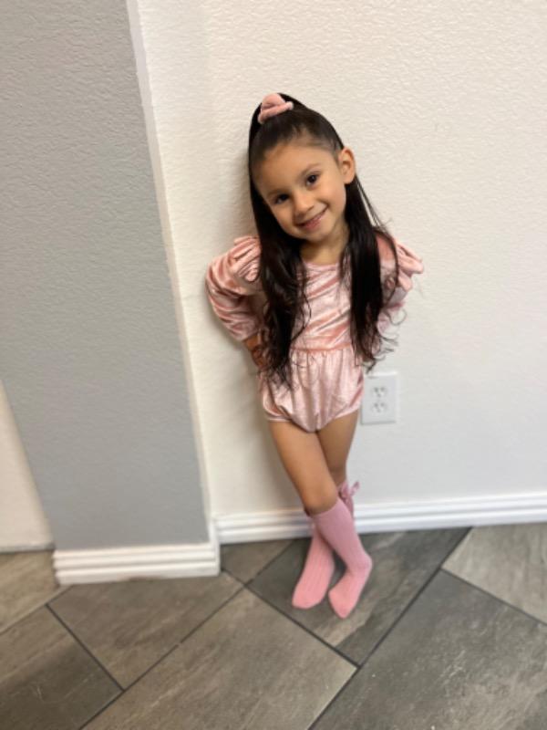 Rhodes Velour Bubble Shorty Romper - Crushed Pink - Customer Photo From Dolores Delgado