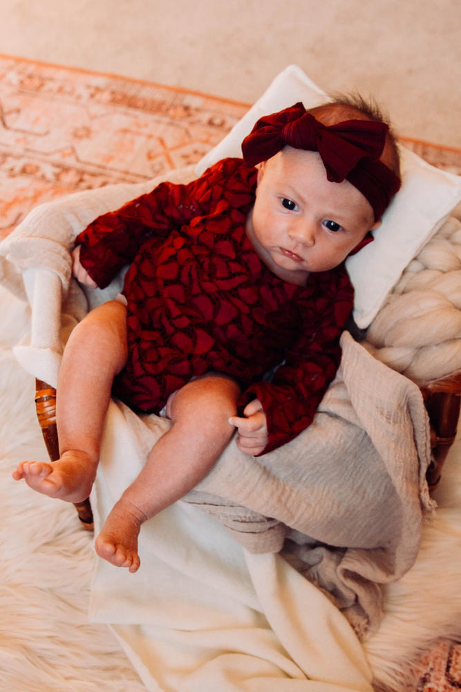 Sage Lace Bow Back Leotard - Wine - Customer Photo From Jenna Hachey