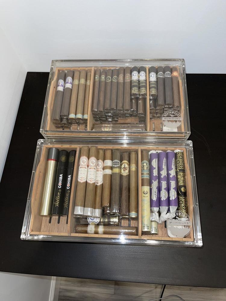 Large Acrylic 75-Cigar Humidor Powered by Boveda - Customer Photo From William Chen
