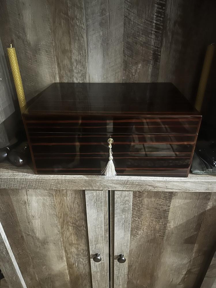 Savoy Ebony Macassar 25-100 Cigar Humidor - Executive Series - Customer Photo From charles white
