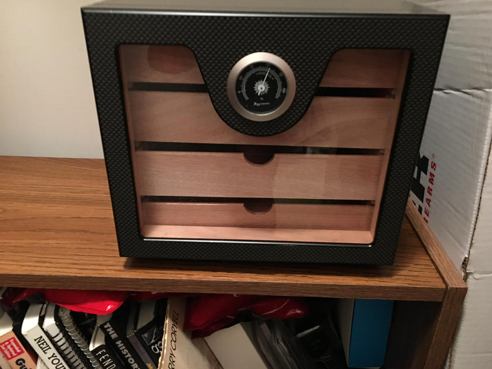 Bey-Berk Carbon Fiber Matte Finish Humidor with Glass Door - Customer Photo From Guest