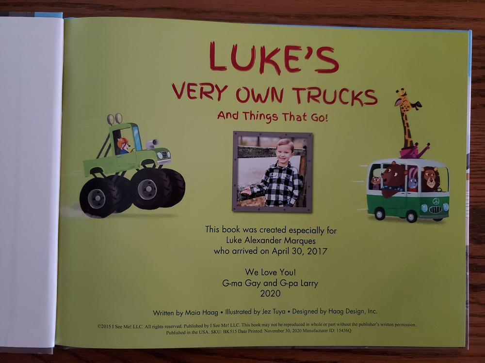 My Very Own Trucks Personalized Book - Customer Photo From 