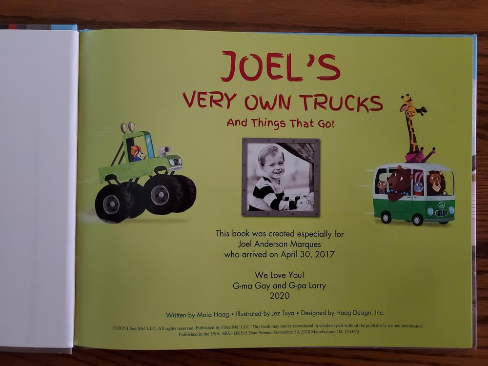 My Very Own Trucks Personalized Book - Customer Photo From 