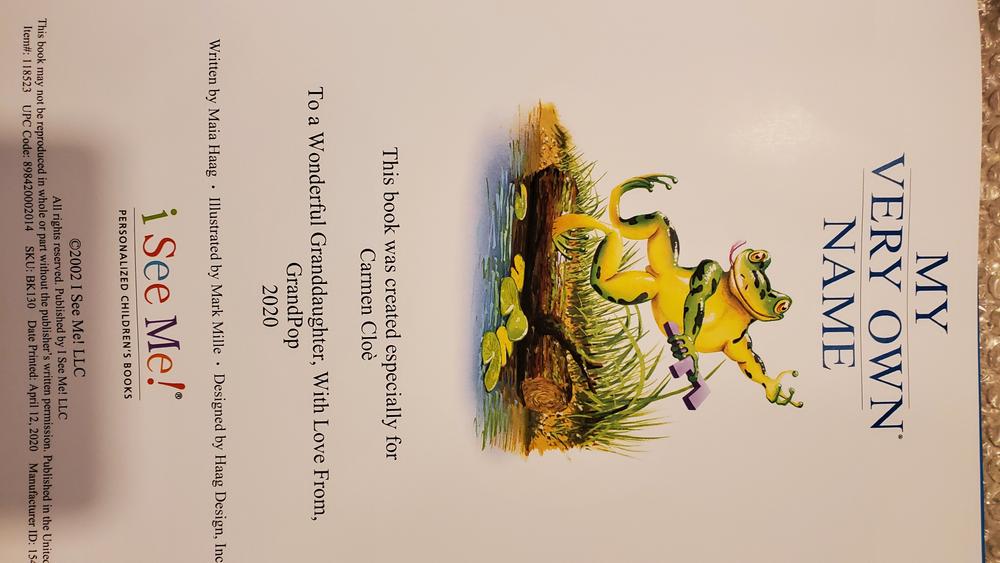 My Very Own Name Classic Cover Edition Personalized Book - Customer Photo From 