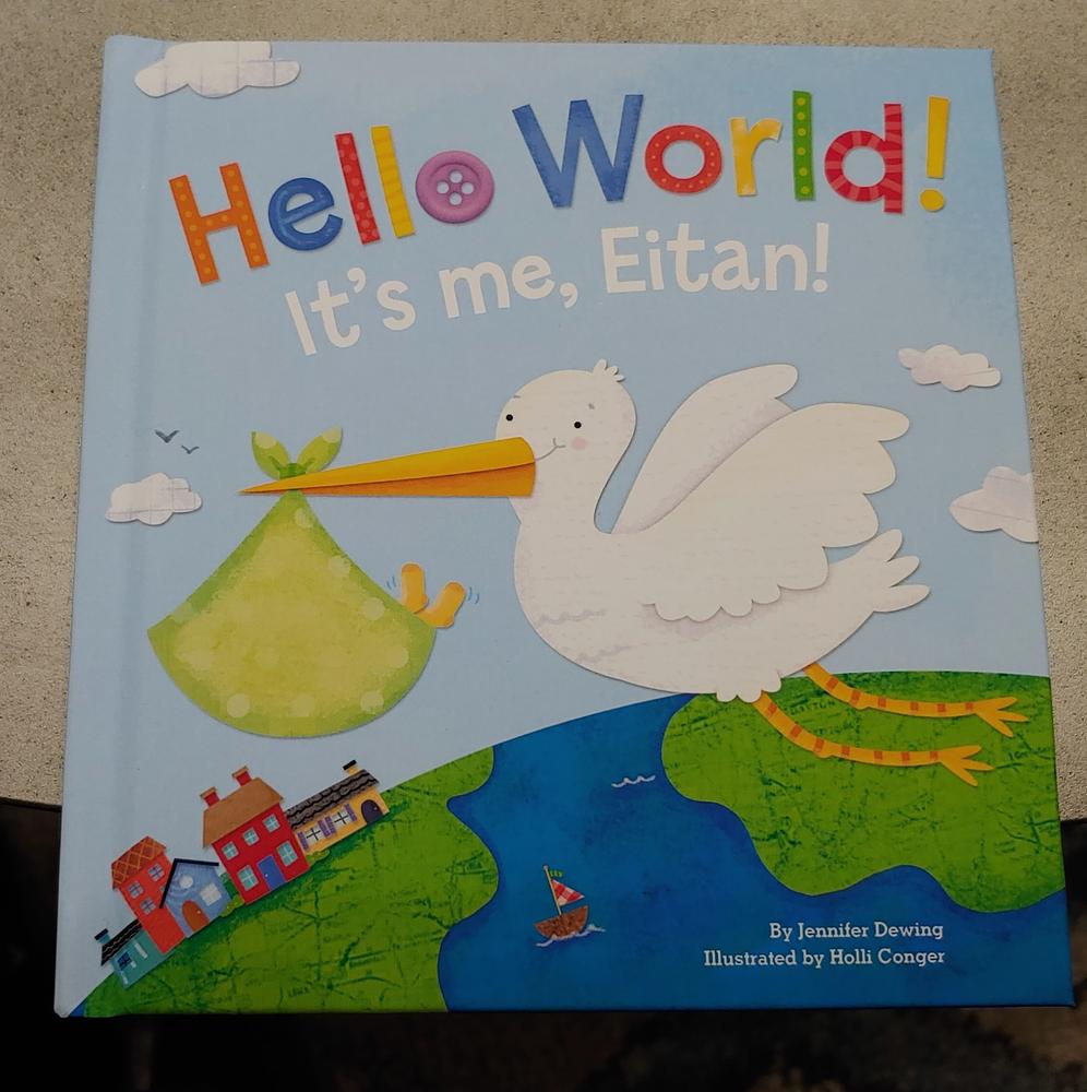 Hello World! Personalized Board Book - Blue - Customer Photo From 