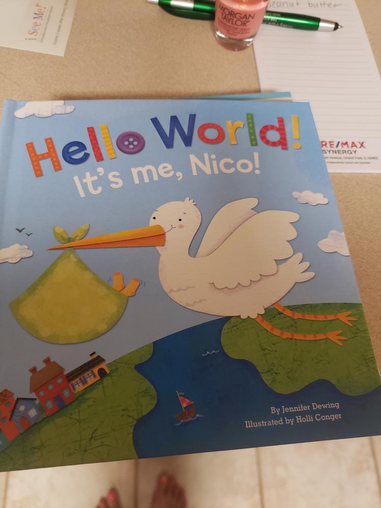 Hello World! Personalized Board Book - Blue - Customer Photo From 