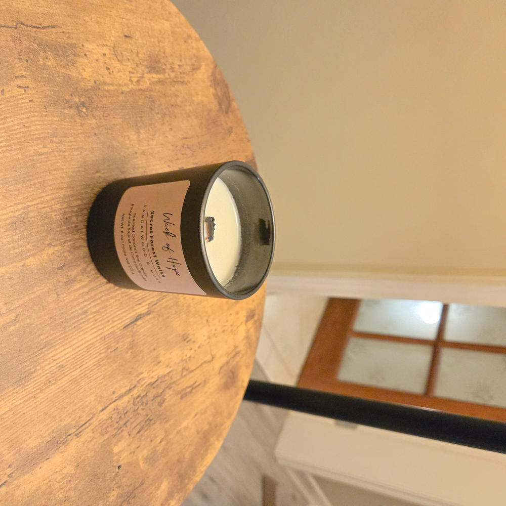 Secret Forest Walks Candle | Sandalwood Amber + Frankincense Musk - Customer Photo From Heather Rexin