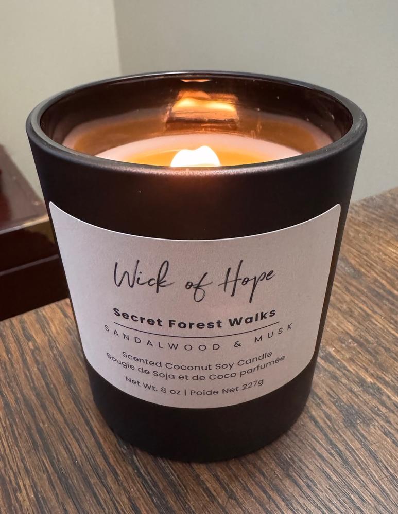 Secret Forest Walks Candle | Sandalwood Amber + Frankincense Musk - Customer Photo From Diane Rose
