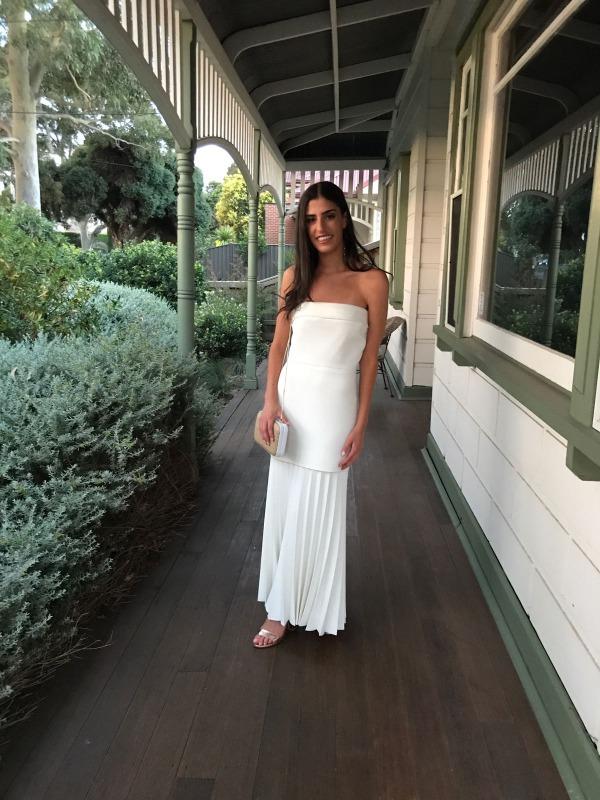 Linear Crepe Pleat Strapless Dress White - Customer Photo From Carla Newton