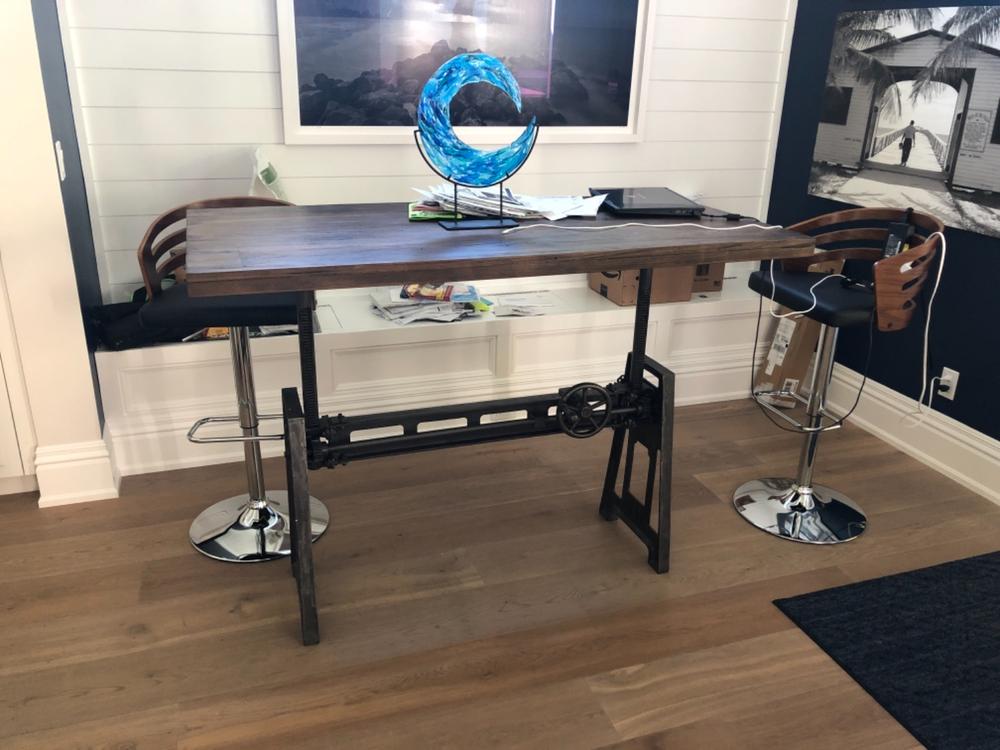 World Interiors Artezia Acacia Wood Adjustable Crank Drafting Desk
