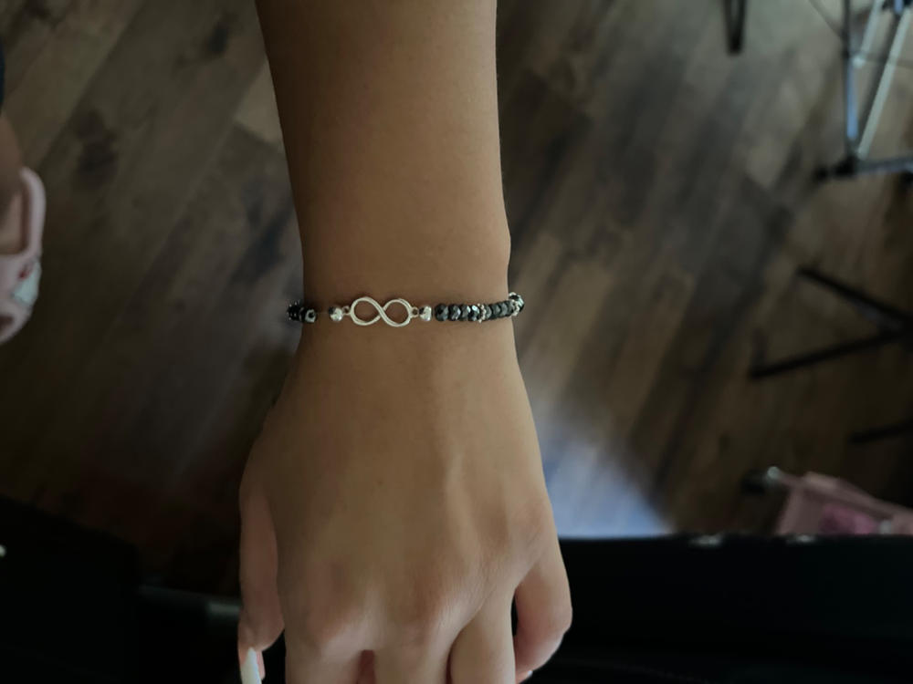 Eternal Protection - Hematite Infinity Charm Bracelet - Customer Photo From Maria Ortiz