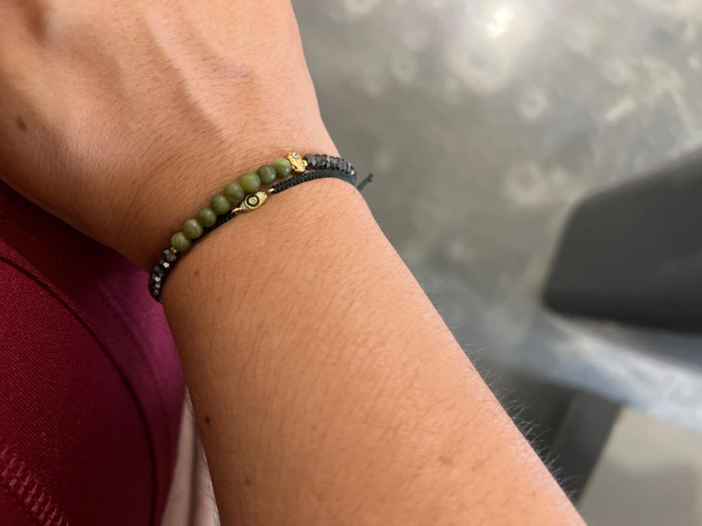Enlightened Approach - Jade Buddha Hematite Luck Bracelet - Customer Photo From Marla Quintana