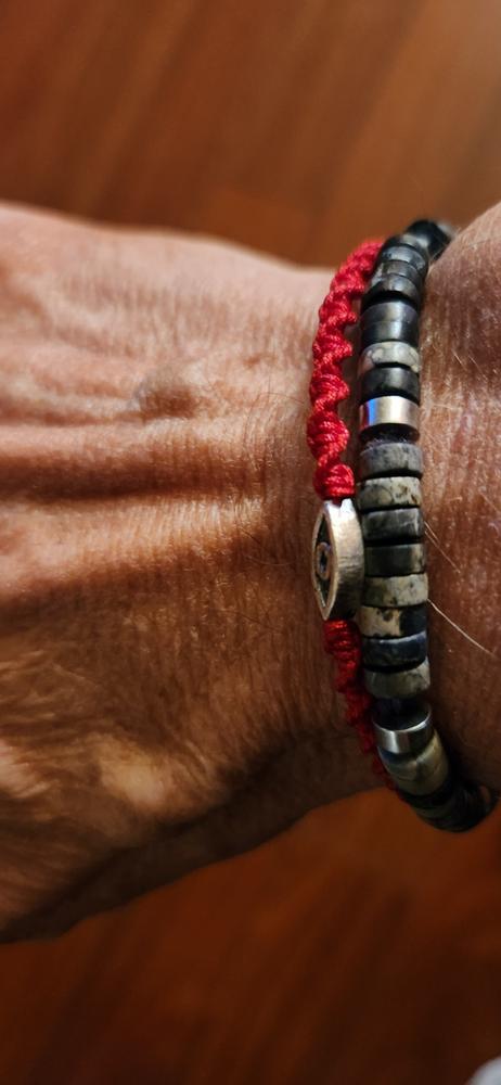 Ancient Protection - Silver Red String Evil Eye Charm Bracelet - Customer Photo From Steve Karschnik 