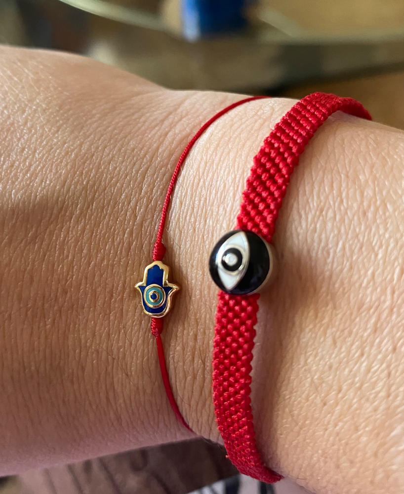 Ultimate Shield - Navy Enamel Hamsa Red String Bracelet - Customer Photo From Dorian Gonzalez