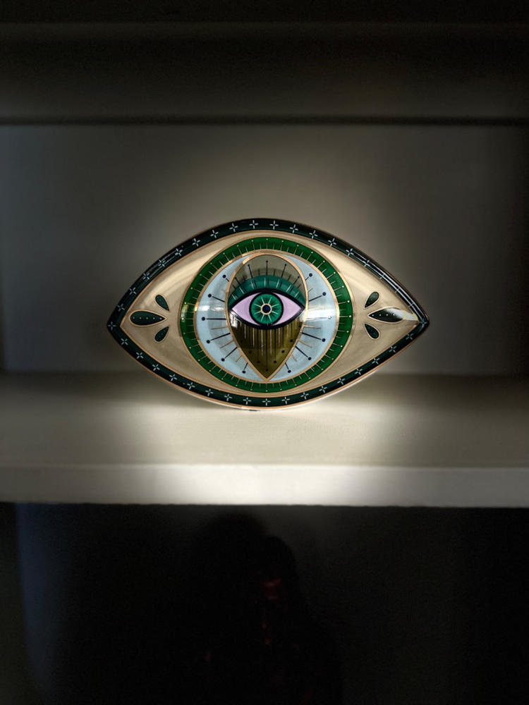 Protective Abundance - Green Evil Eye Ceramic Statue - Customer Photo From Rachel Krown
