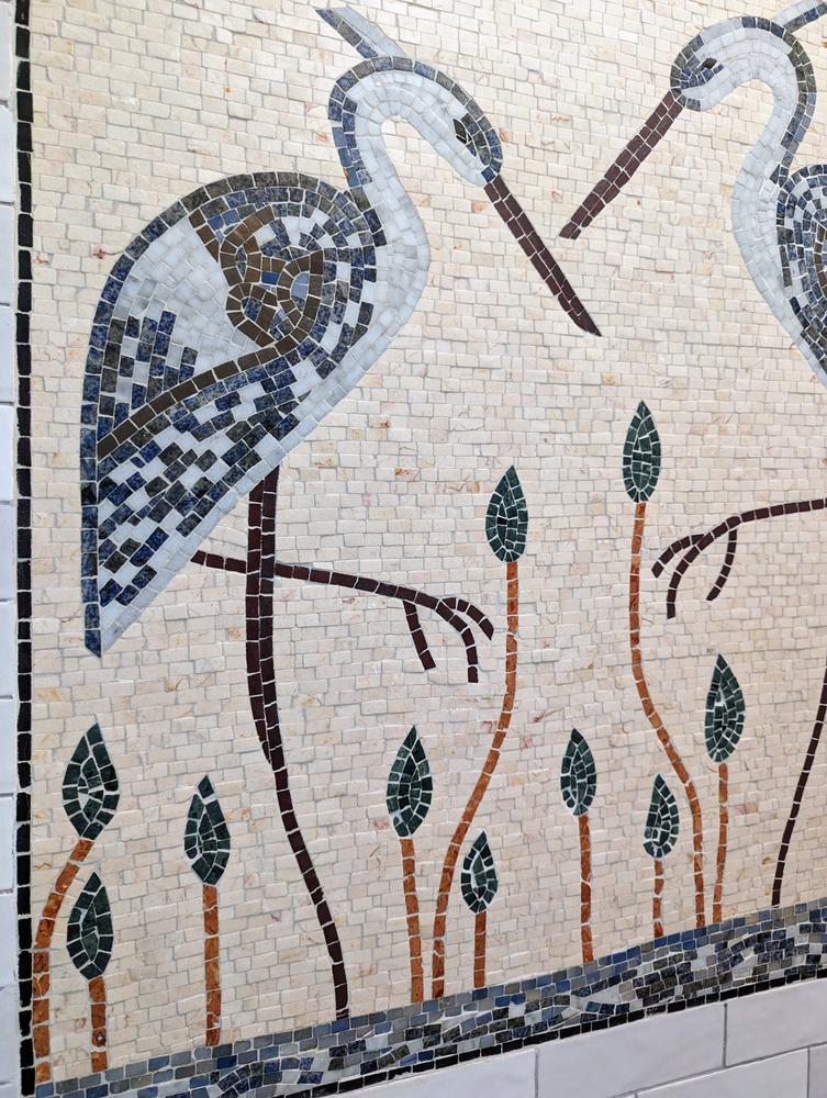 Arte del mosaico - Aironi bianchi - Foto del cliente dal padiglione