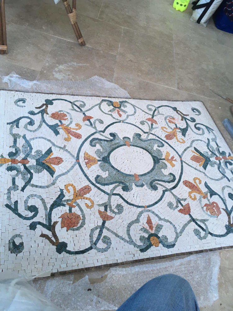 Mosaico de piso botânico Arabesco - Kali - Foto do cliente de Monica Lohan