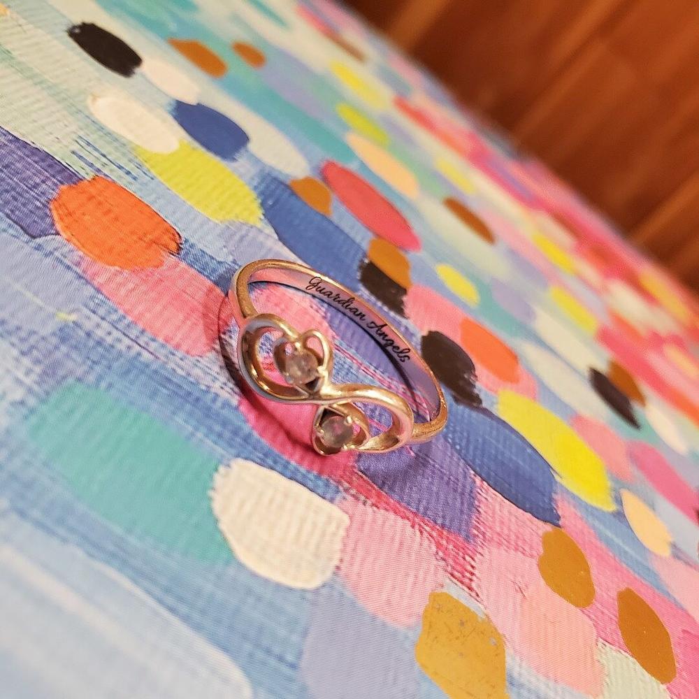 Sterling Silver Pair of Hearts Infinity Ring with Gemstones