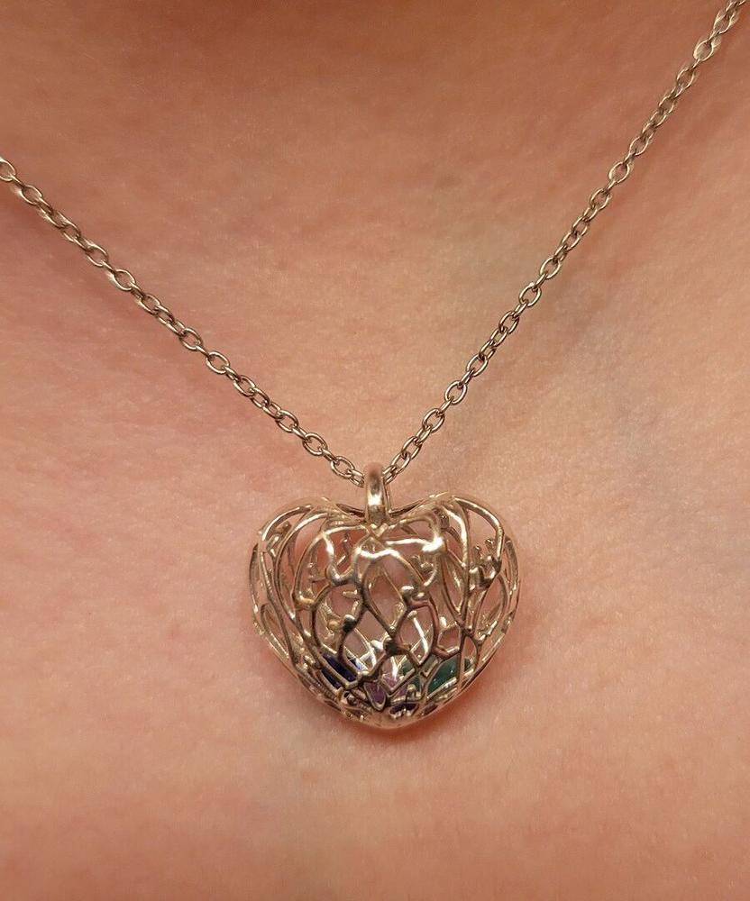 Sterling Silver Organic Caged Hearts Pendant | Jewlr