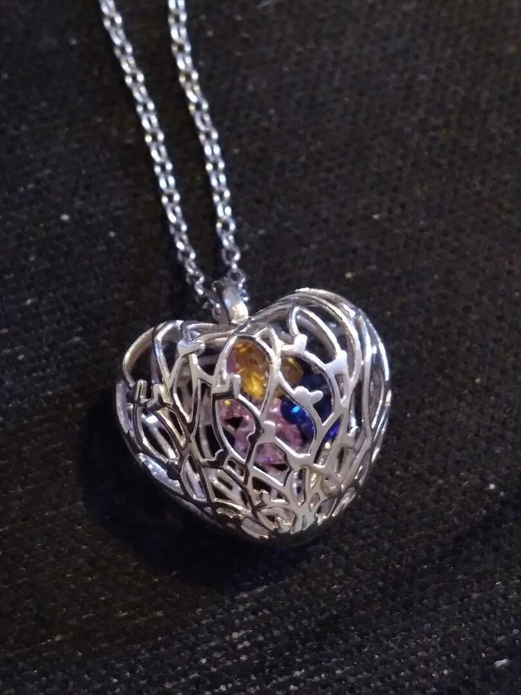 Sterling Silver Organic Caged Hearts Pendant | Jewlr