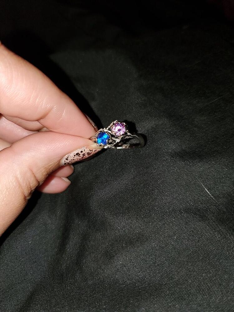 Sterling Silver Be-leaf In Love Double Gemstone Floral Ring